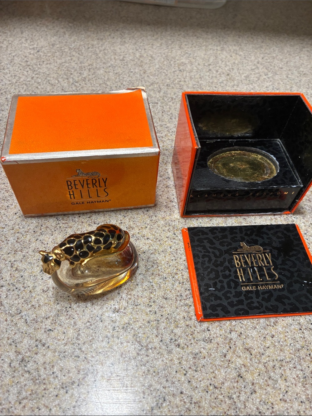Beverly Hills, Gail, Hayman glamour,  leopard perfume  bottle and box. Rare.